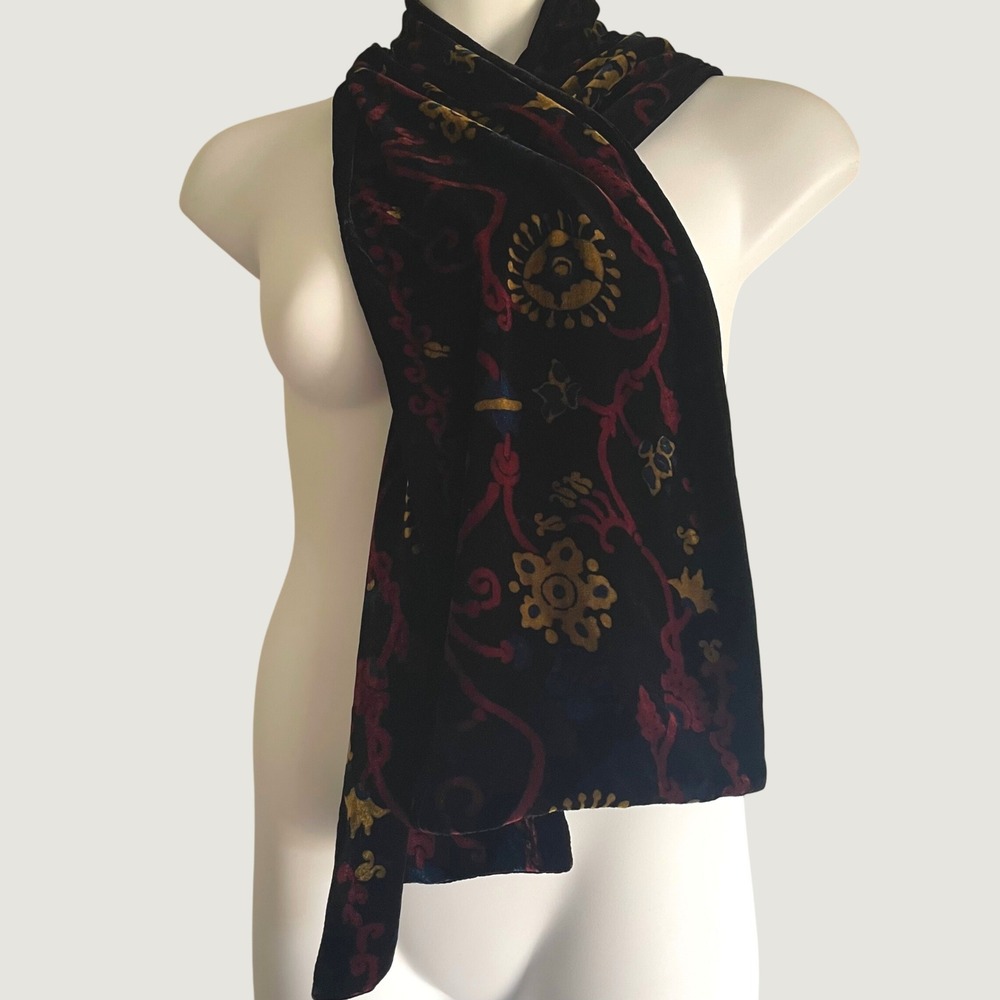 Velvet Scarf Floral Botanical Dark Academia Reversible Whimsigoth Indie Boho